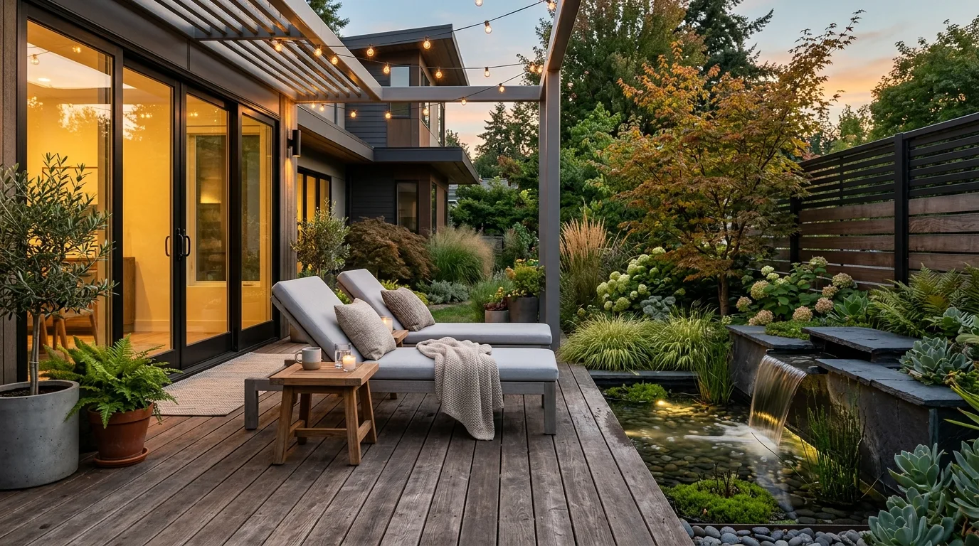 Modern Patio With Wooden Deck